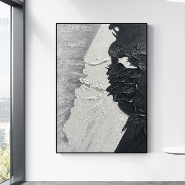 ブラック ホワイト ビーチ ウェーブ サンド 06 壁装飾 Oil Paintings